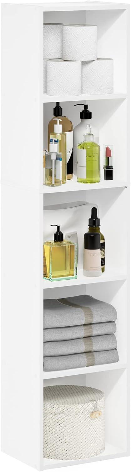 Furinno Pasir 5-Tier Open Shelf Bookcase, White