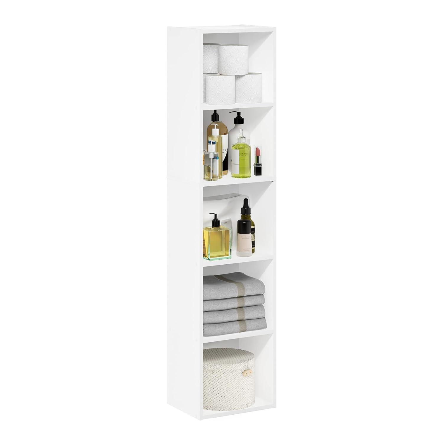 Furinno Pasir 5-Tier Open Shelf Bookcase, White