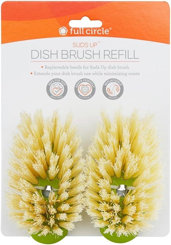 Full Circle Suds Up Soap Dispensing Dish Brush 2-pack Refill, Green