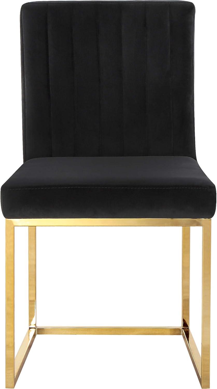 Meridian Furniture Contemporary Giselle Velvet Dining Chair in Black (Set of 2)