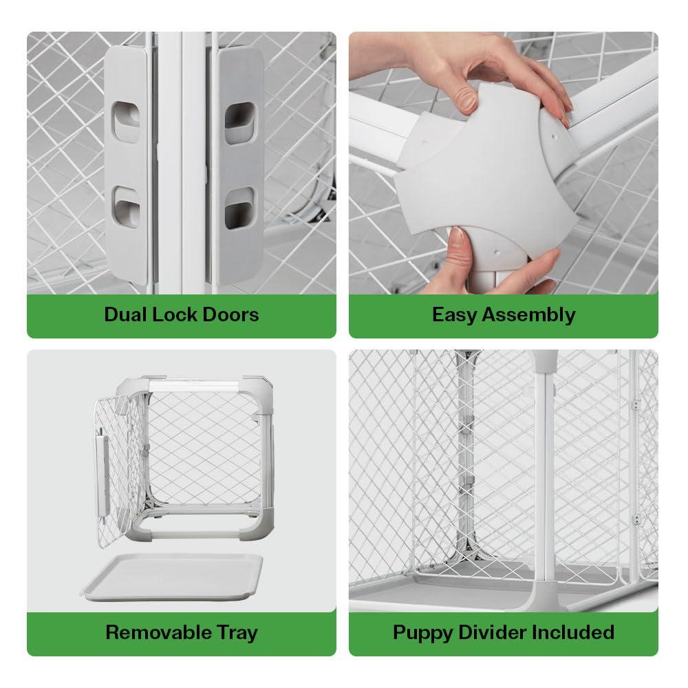DIGGS 24" Evolv Dog Crate - Safe, Durable Kennel with Removable Ceiling Panel and Modular - Ash