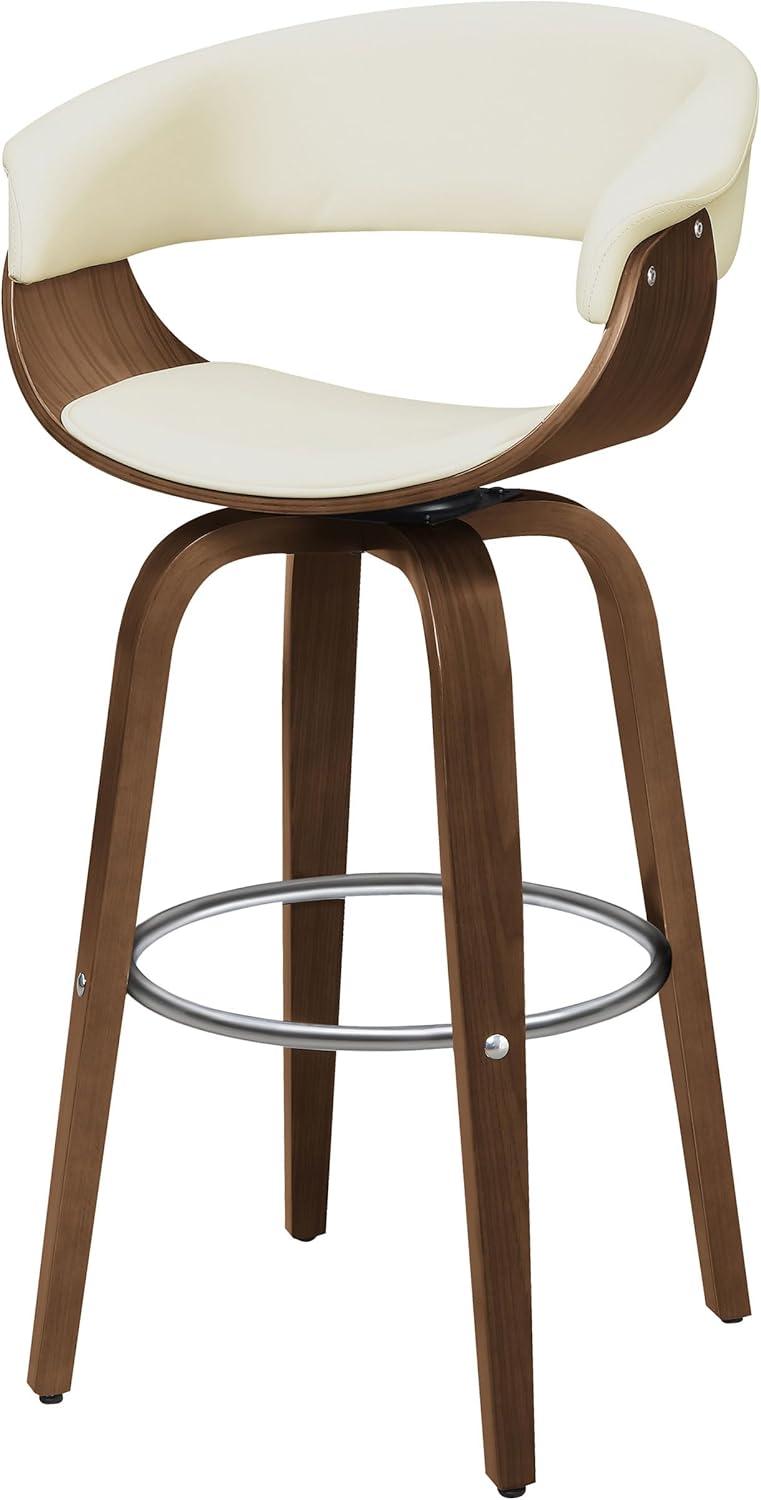 Ebern Designs Freidin Upholstered Swivel Bar Stool Walnut