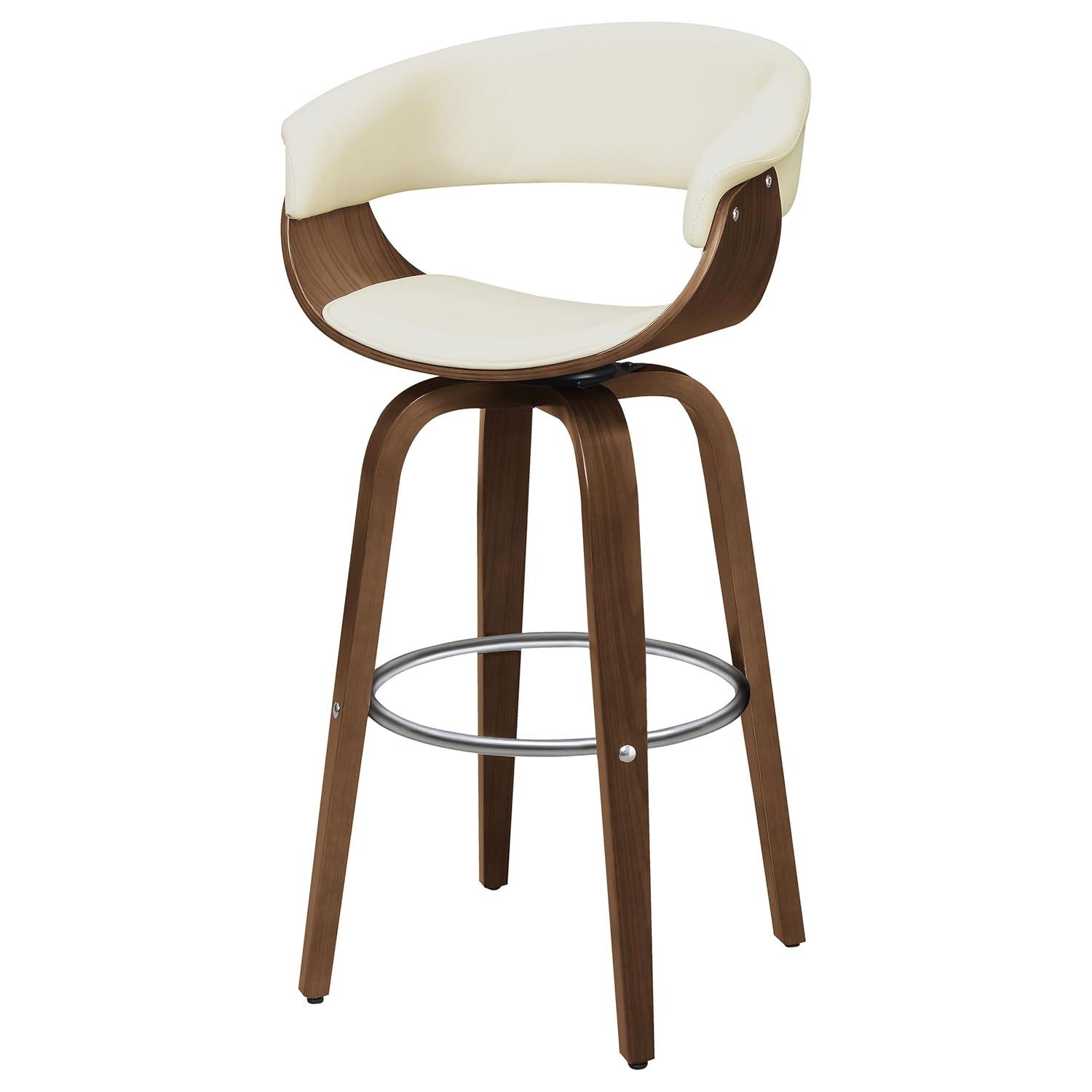 Ebern Designs Freidin Upholstered Swivel Bar Stool Walnut