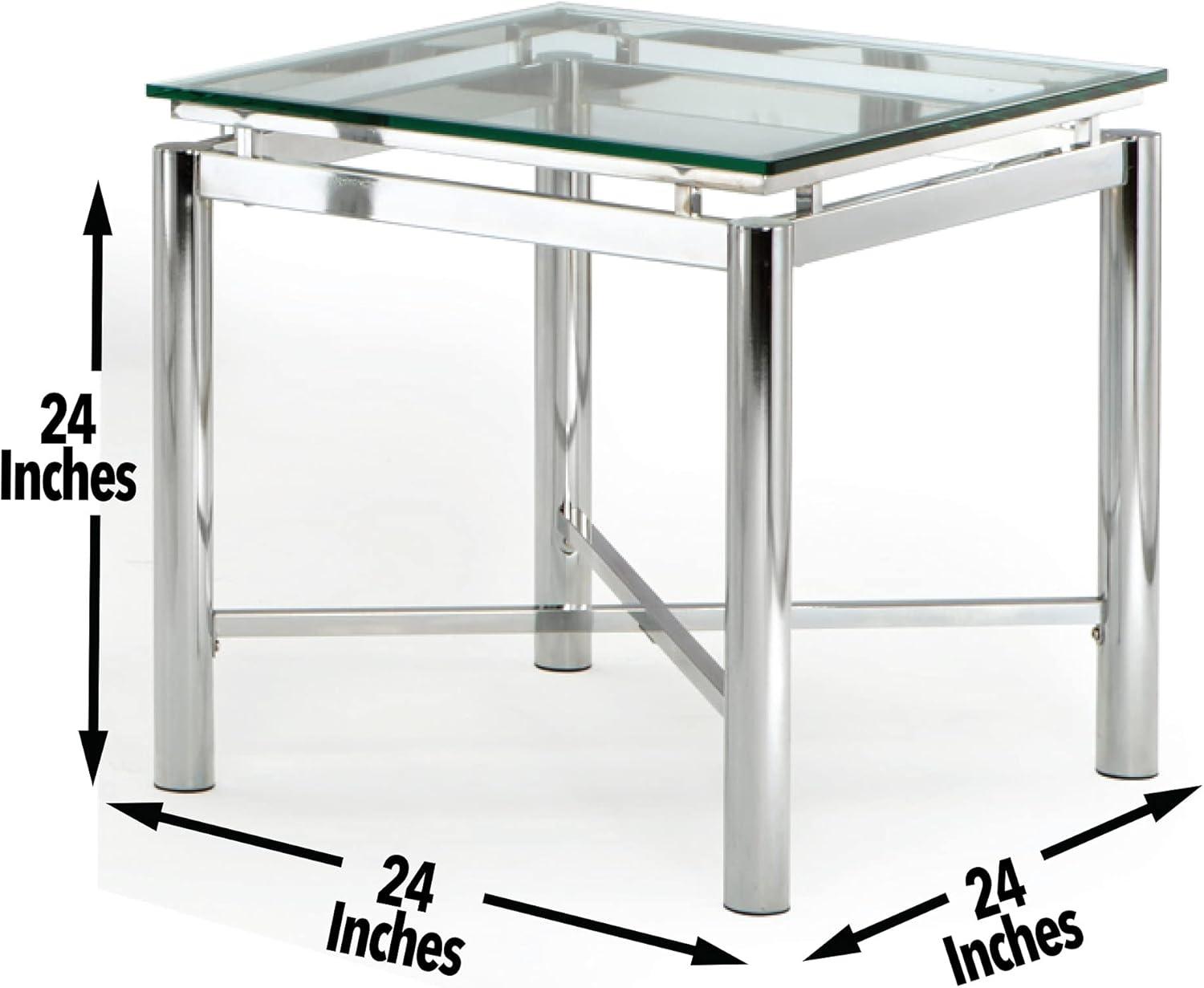 Nova Square Chrome X-Base End Table with Tempered Glass Top