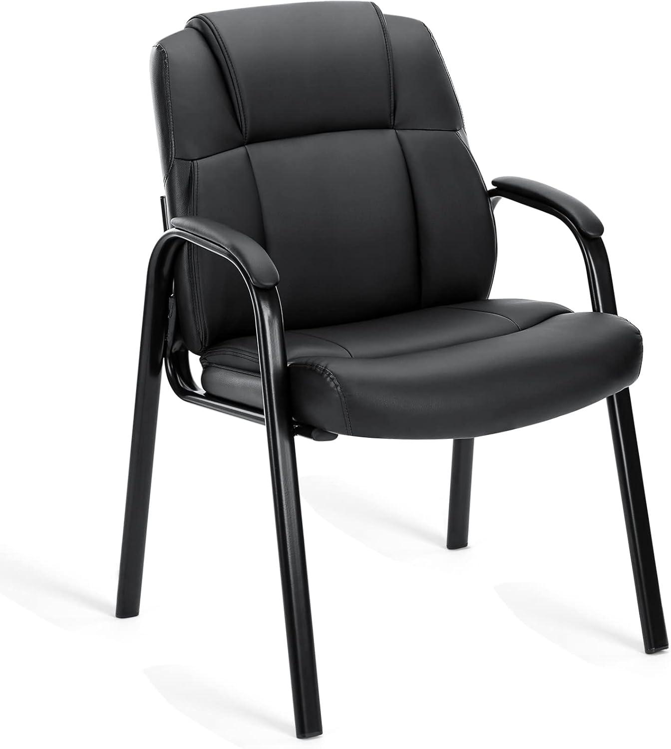 edx Executive Office Guest Chair - Stylish and Comfortable PU Leather Desk Chair with Lumbar Support and Padded Armrest, Perfect for Conference Rooms, Reception Areas, and Waiting Rooms.