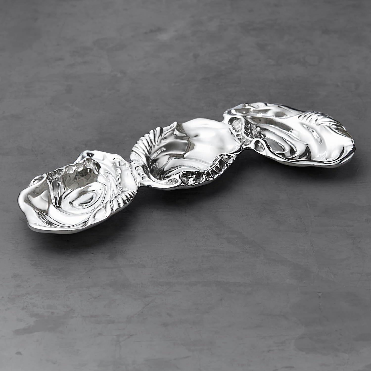 Triple Oyster Shell Aluminum Dip Bowl