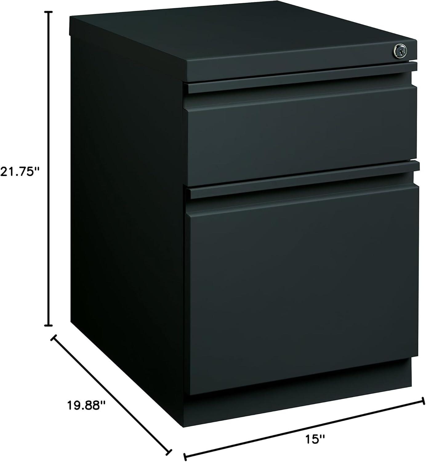 Hirsh 20" Deep Mobile Pedestal File Cabinet 2 Drawer Box-File, Letter Width, Charcoal