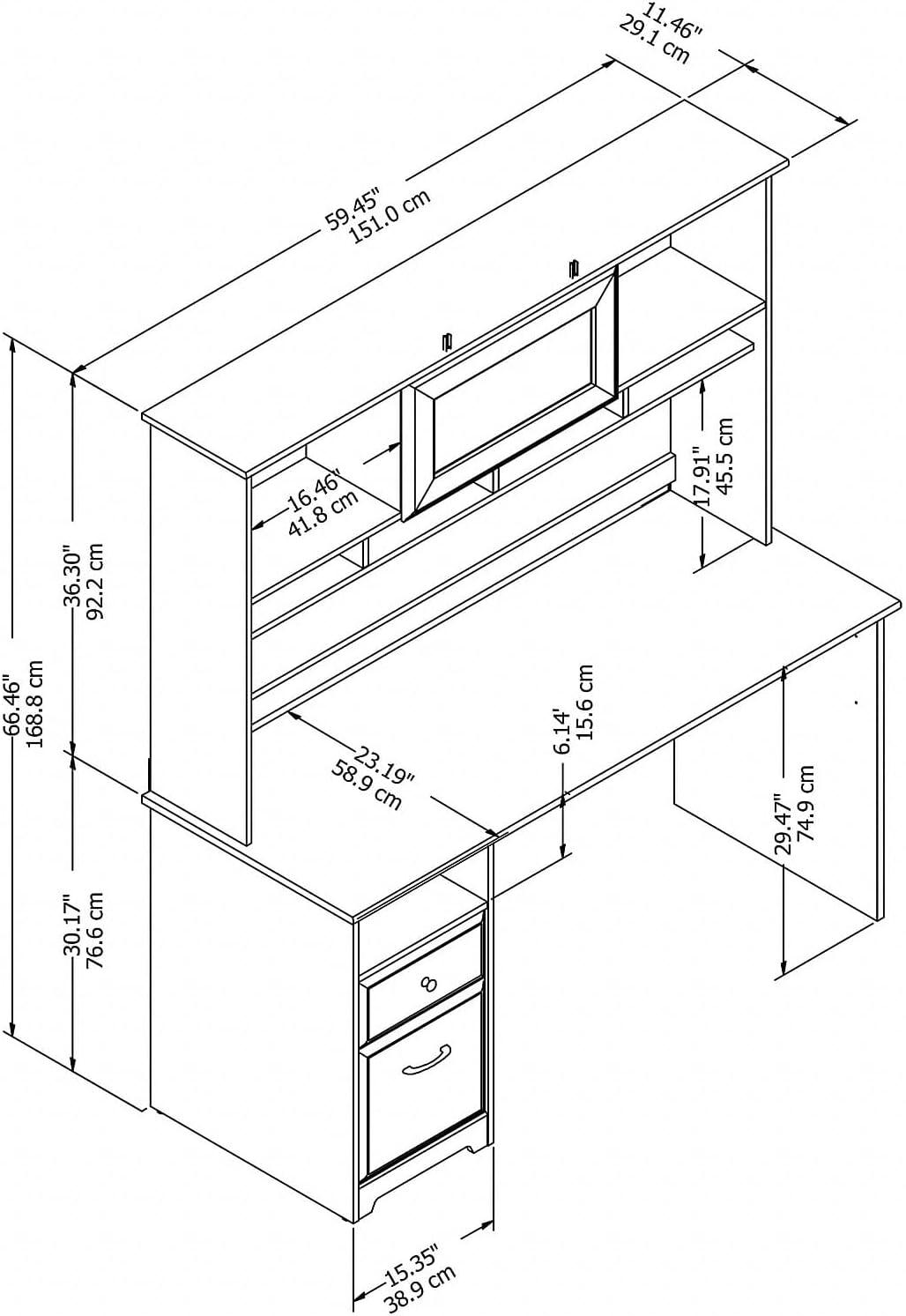 Bush Furniture Cabot 60" Computer Desk and Hutch, Espresso Oak