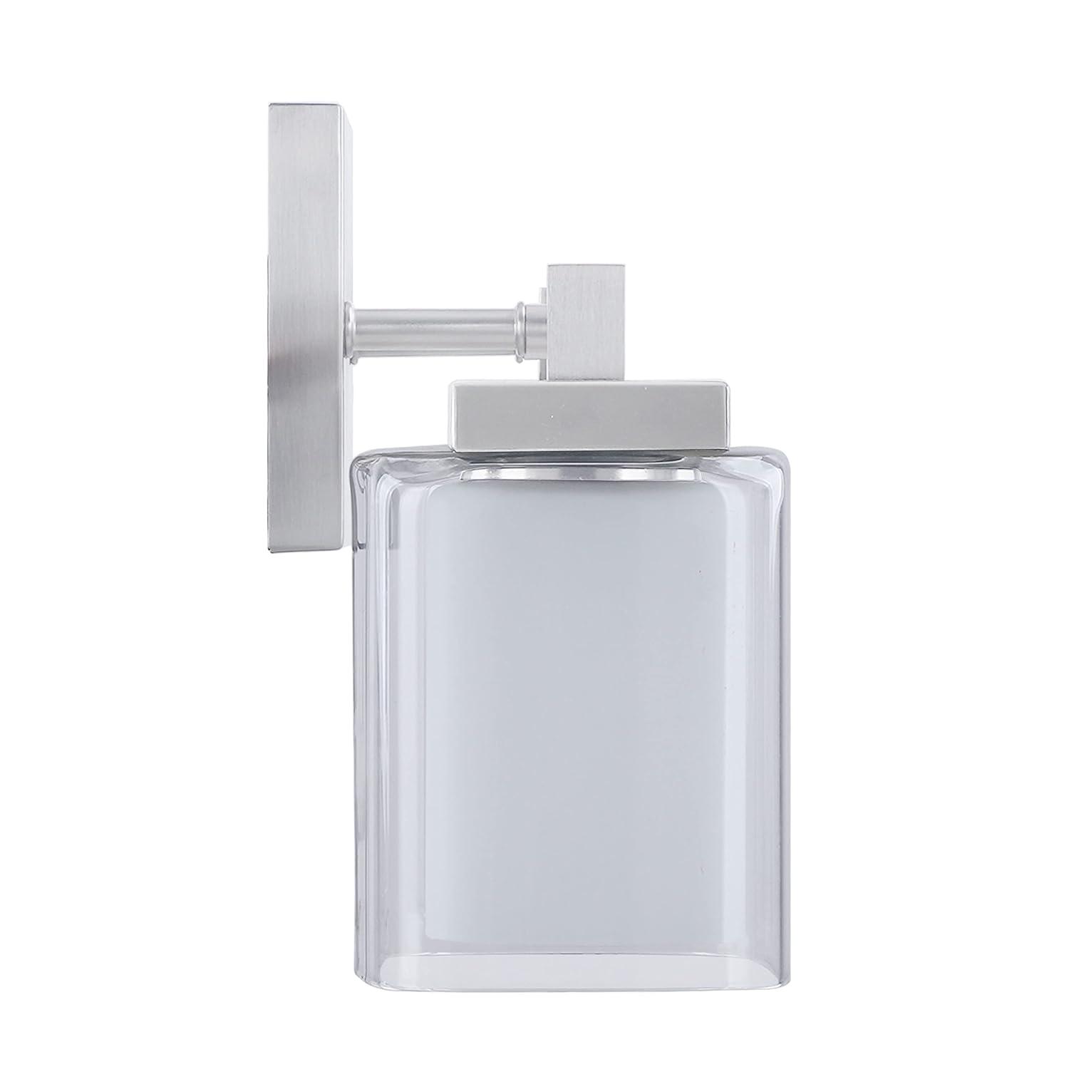 Aspen Creative 62326, Bathroom Vanity 2 Lights Fixture 15" W x 9" H x 5-3/4"E, Satin Nickel Finish, Bulb Not Included