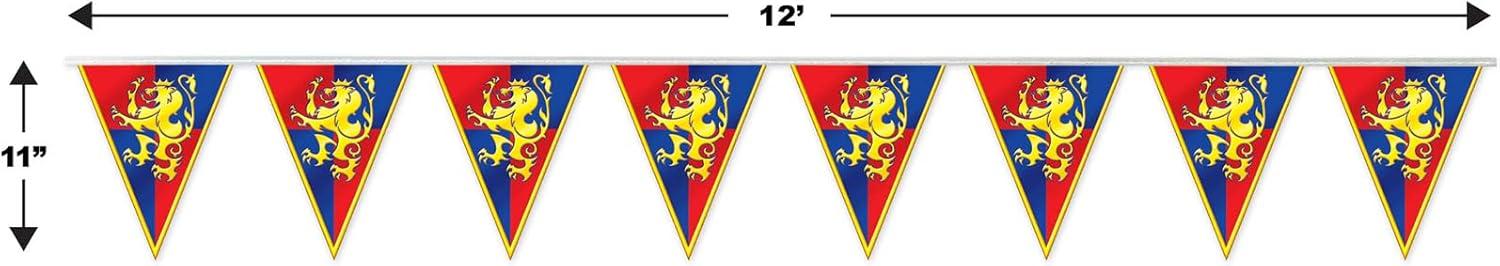 Beistle Medieval Pennant Banner, 11" x 12', (2/Pkg) Multicolored