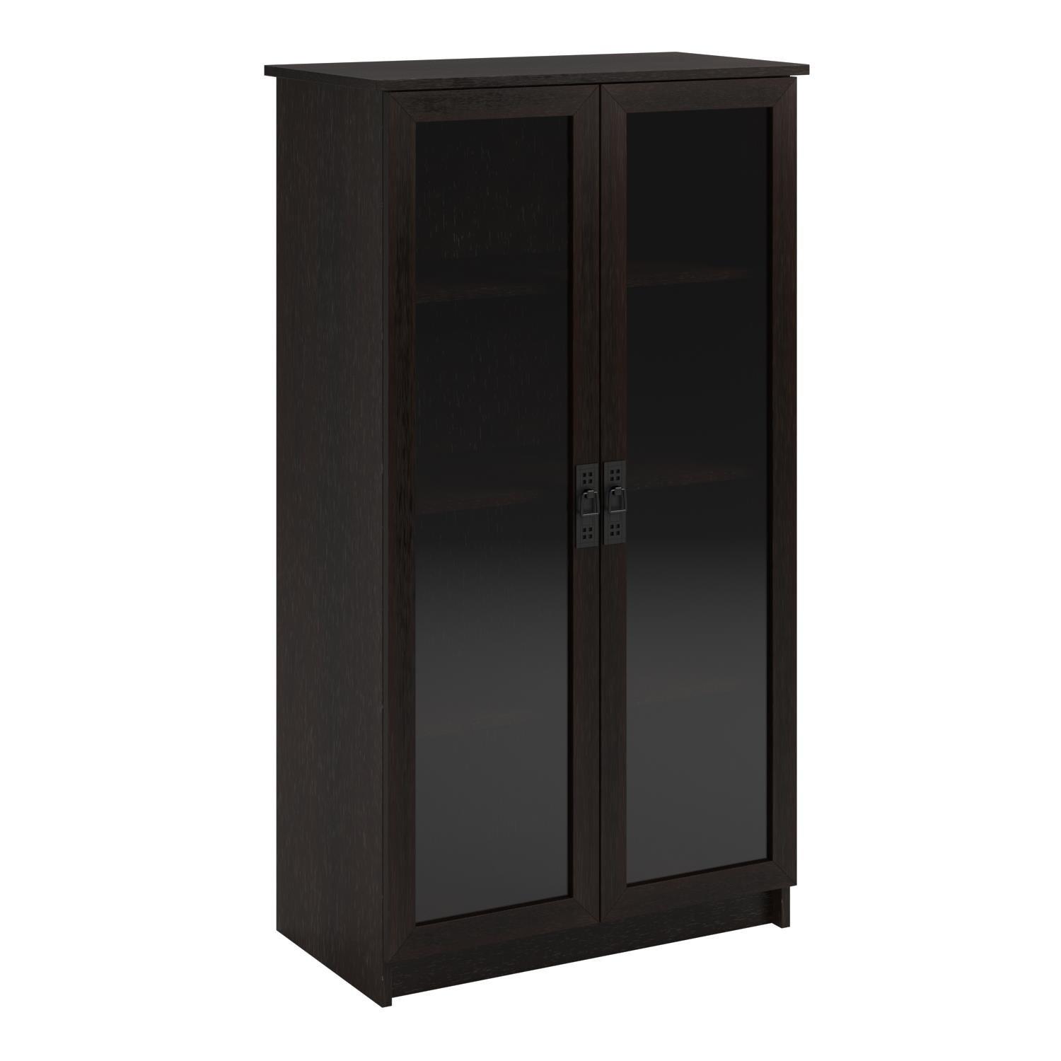 Ameriwood Home Quinton Point Black Composite 4 -Shelf Bookcase with Doors ( 29.56-in W x 53.25-in H x 15.625-in D ) Finished