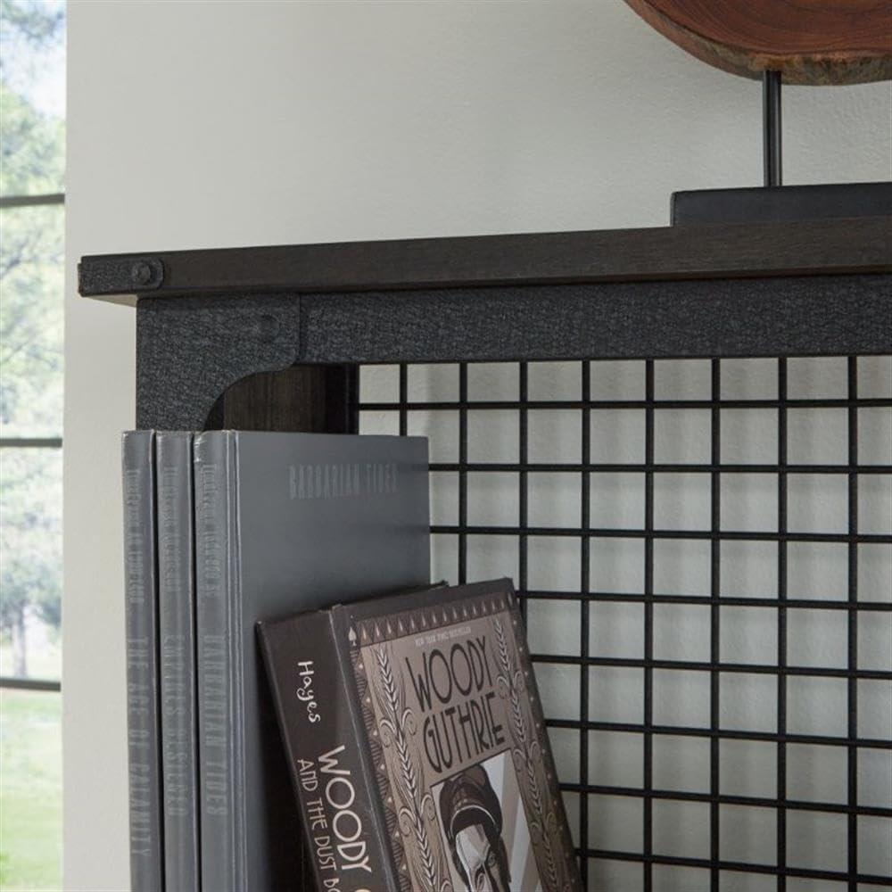 Sauder Steel River Industrial Desktop Hutch, Carbon Oak Finish