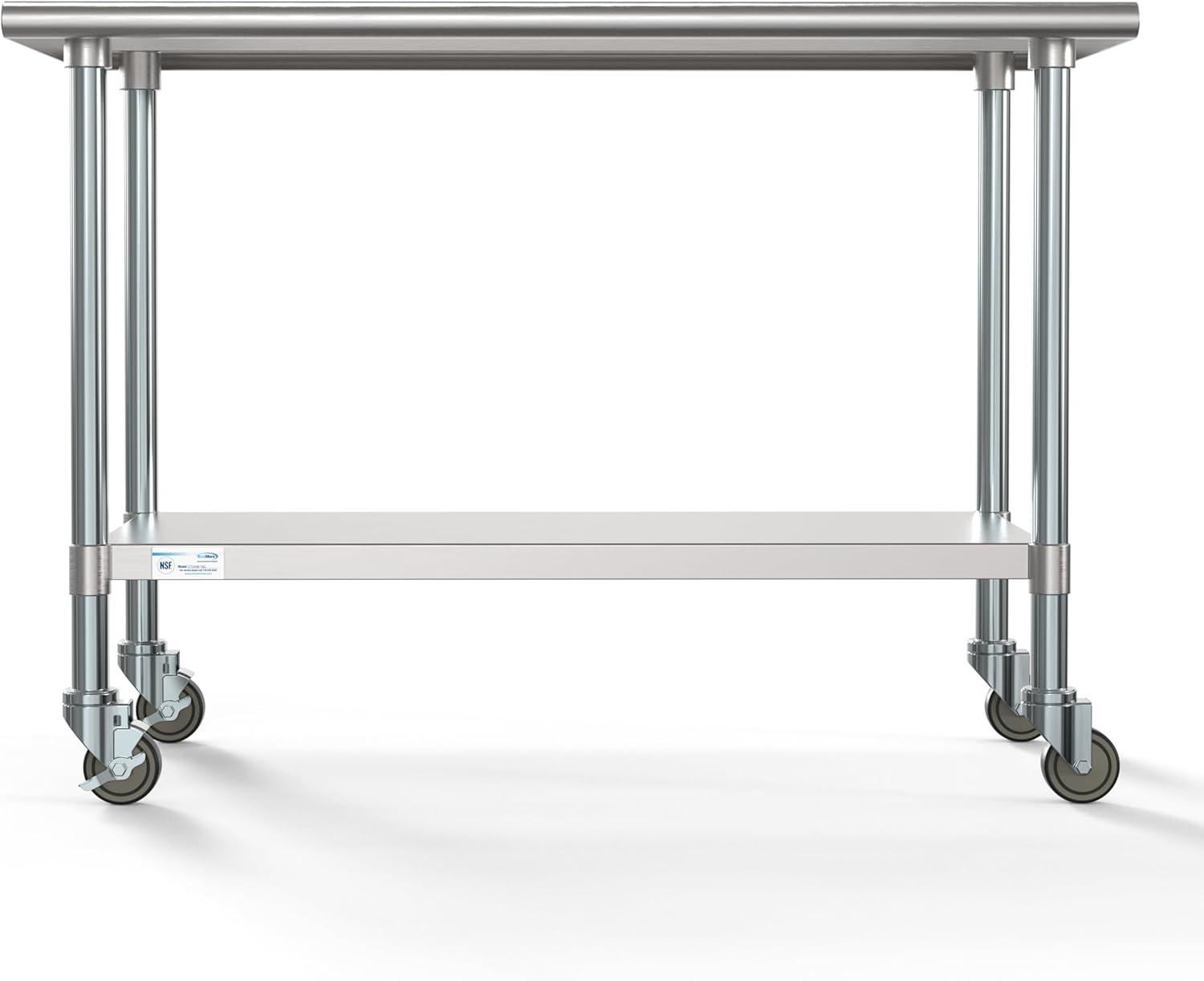 KoolMore 24" x 48" Stainless Steel Work Table with Casters