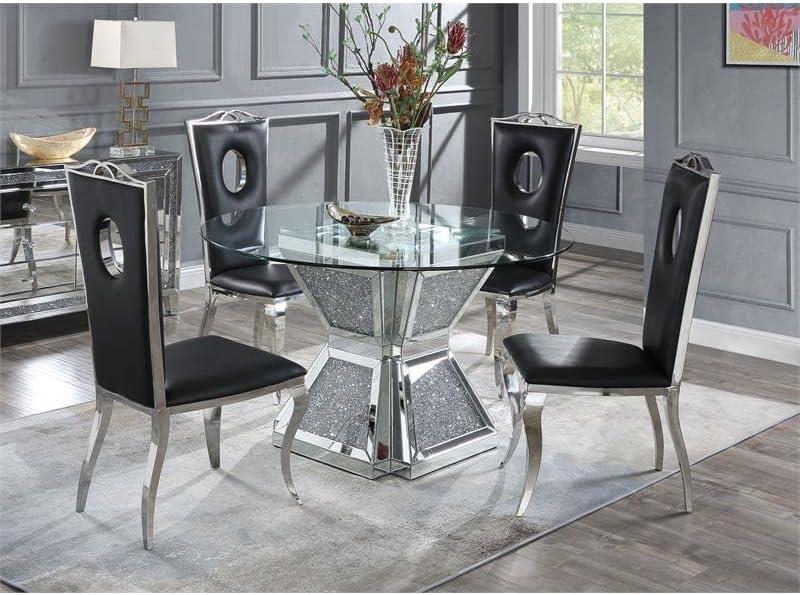 Round Glass Top Metal Base Dining Table