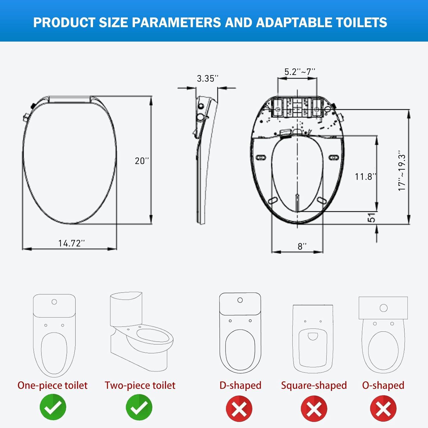 MyDepot Non-Electric Elongated Bidet Toilet Seat with Dual-Mode Nozzle