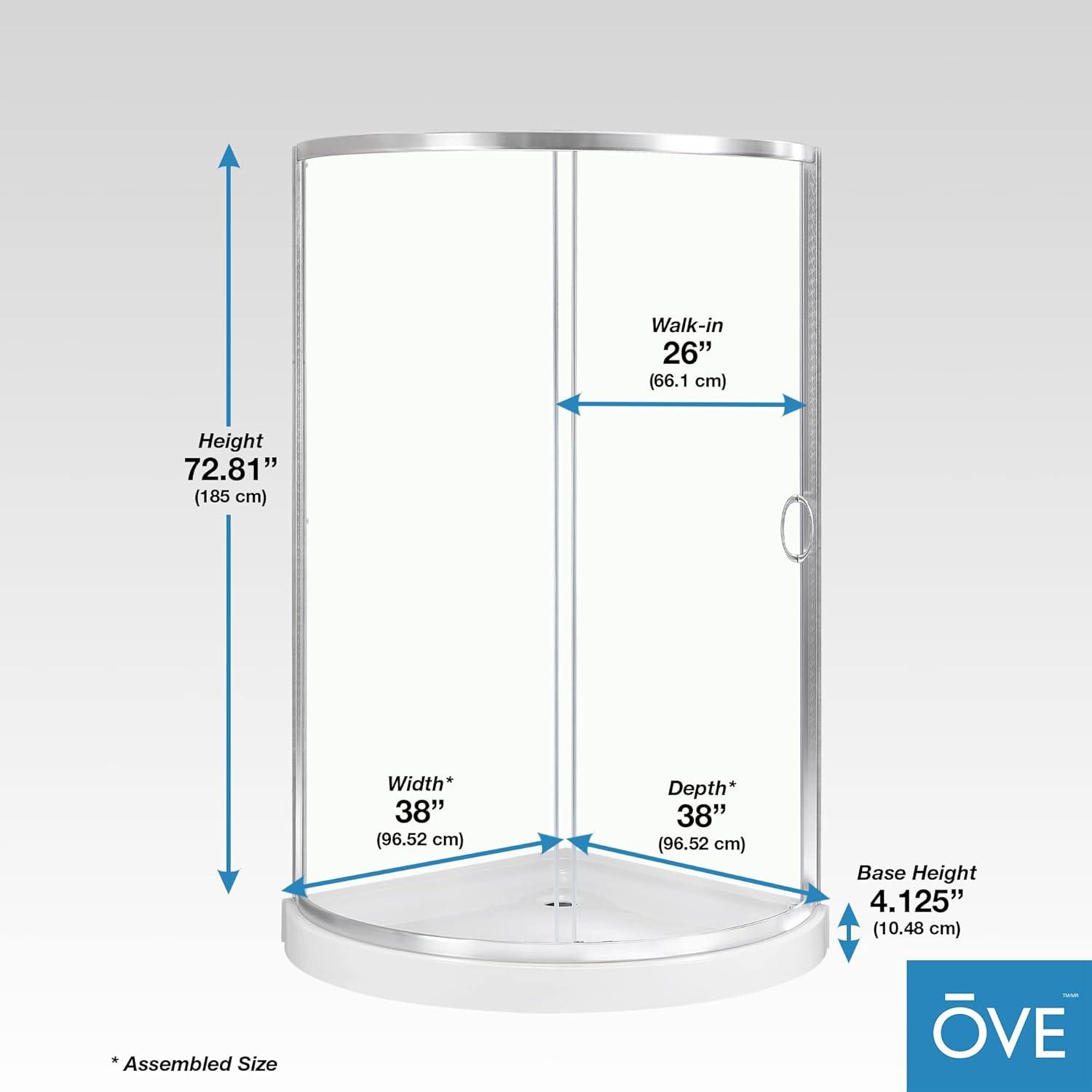 Breeze 38 in. Framed Round Sliding Clear Glass Shower Kit with Base Included