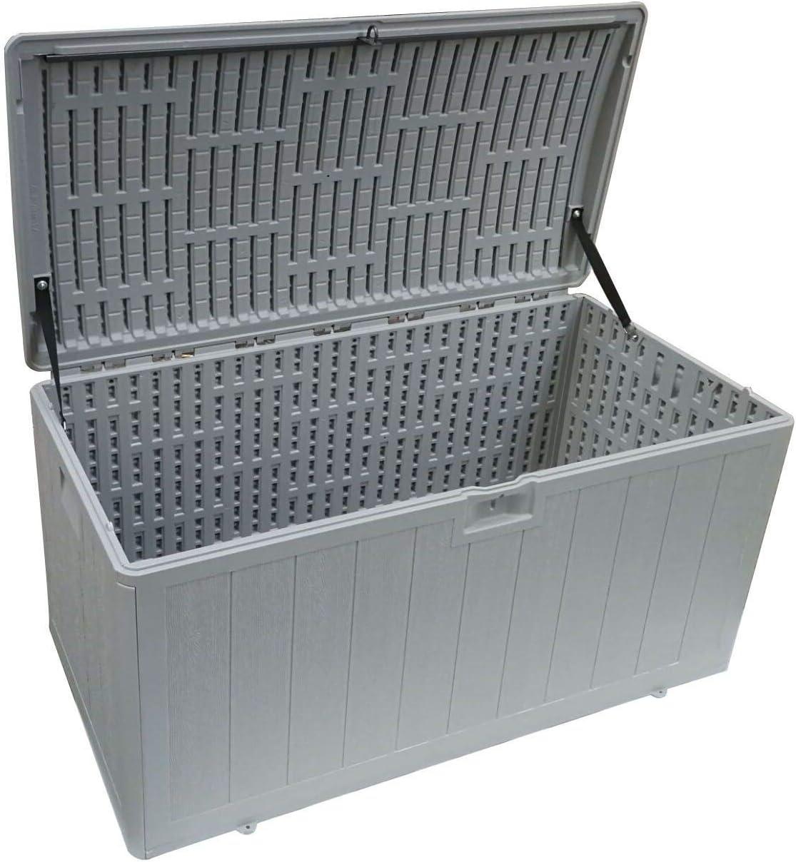 Plastic Development Group Weatherproof Resin Outdoor Patio Storage Deck Box with Secure Lid Retainer Straps