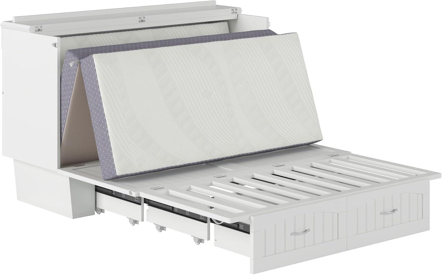 Queen Nantucket Murphy Bed Chest USB Turbo Charger White - AFI