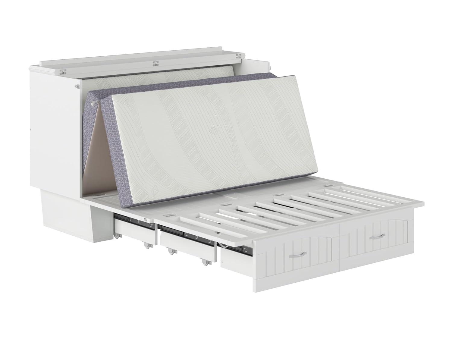 Queen Nantucket Murphy Bed Chest USB Turbo Charger White - AFI