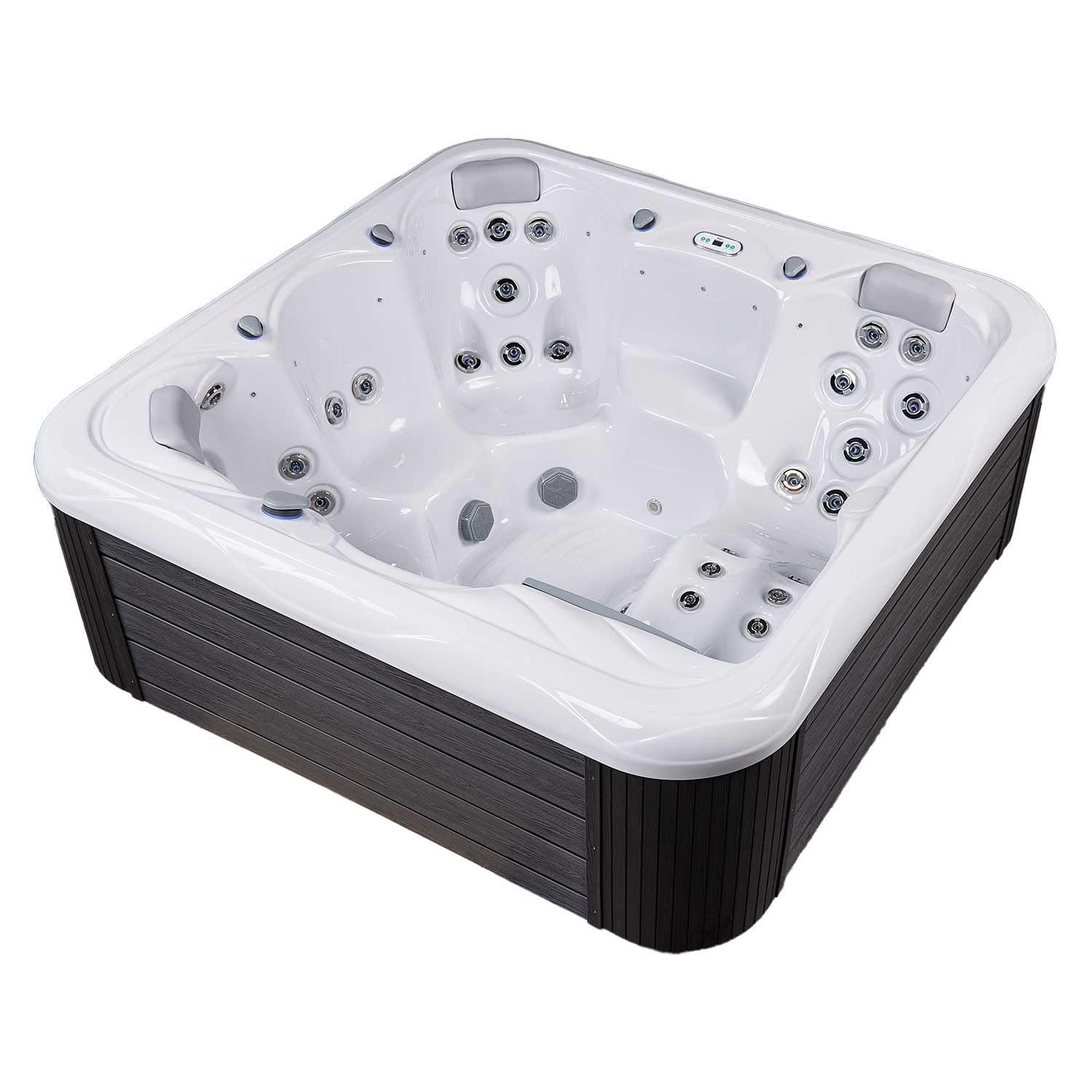 Buenospa New York 6 - Person 49 - Jet Acrylic Square Hot Tub with Ozonator and Cover in White