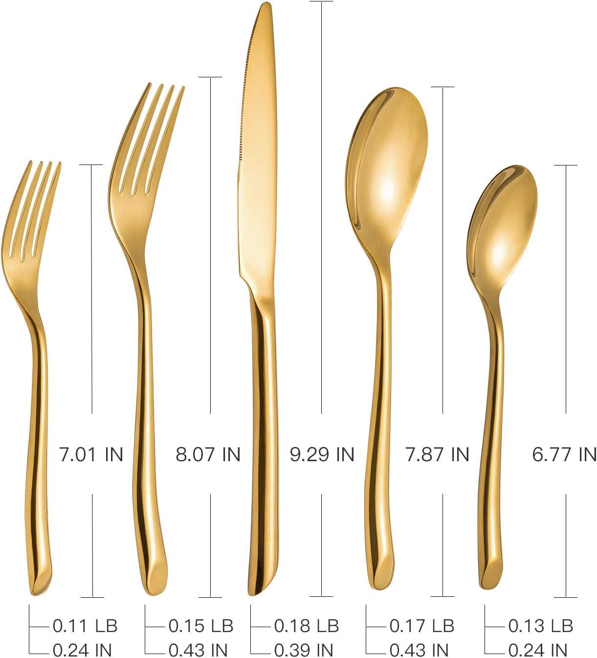 Gold Stainless Steel 20-Piece Wave Handle Flatware Set