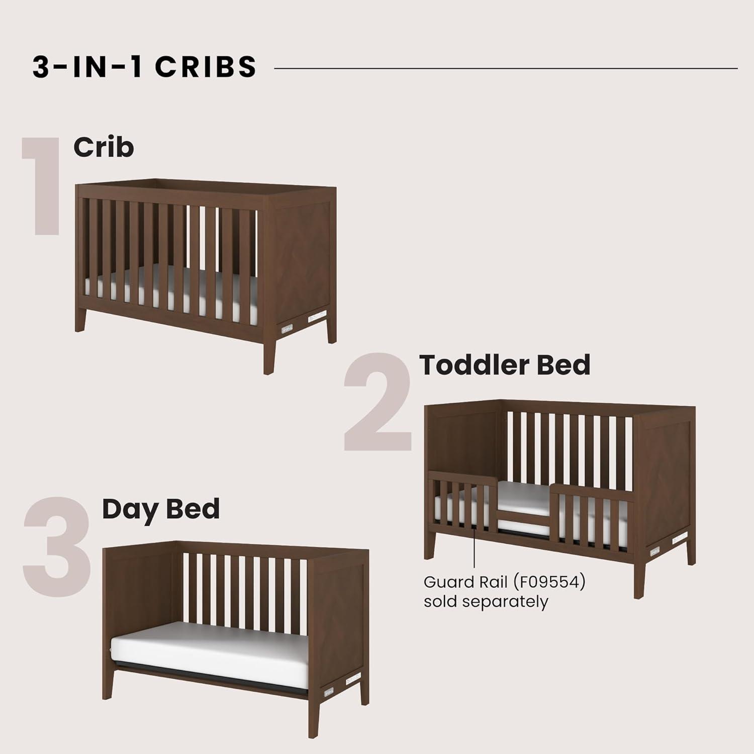 Child Craft Kieran Crib and Dresser Nursery Set, 2-Piece, Includes 3-in-1 Convertible Crib and 3-Drawer Dresser, Grows with Your Baby (Toasted Chestnut)