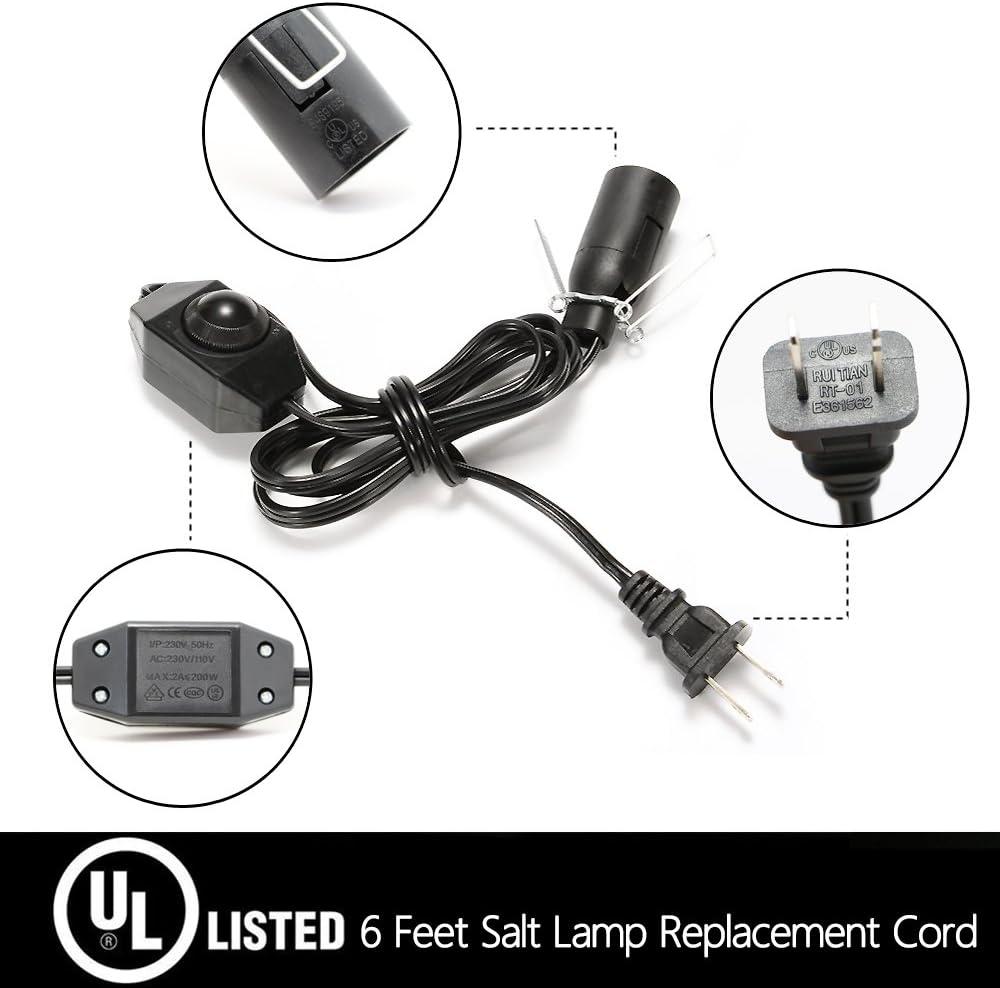 Black 6-Foot Salt Lamp Cord with Dimmer Switch