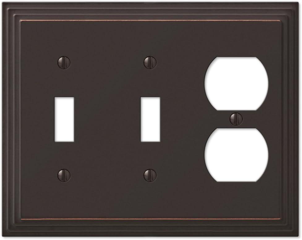 Aged Bronze 3-Gang Metal Wall Plate with Steps Design