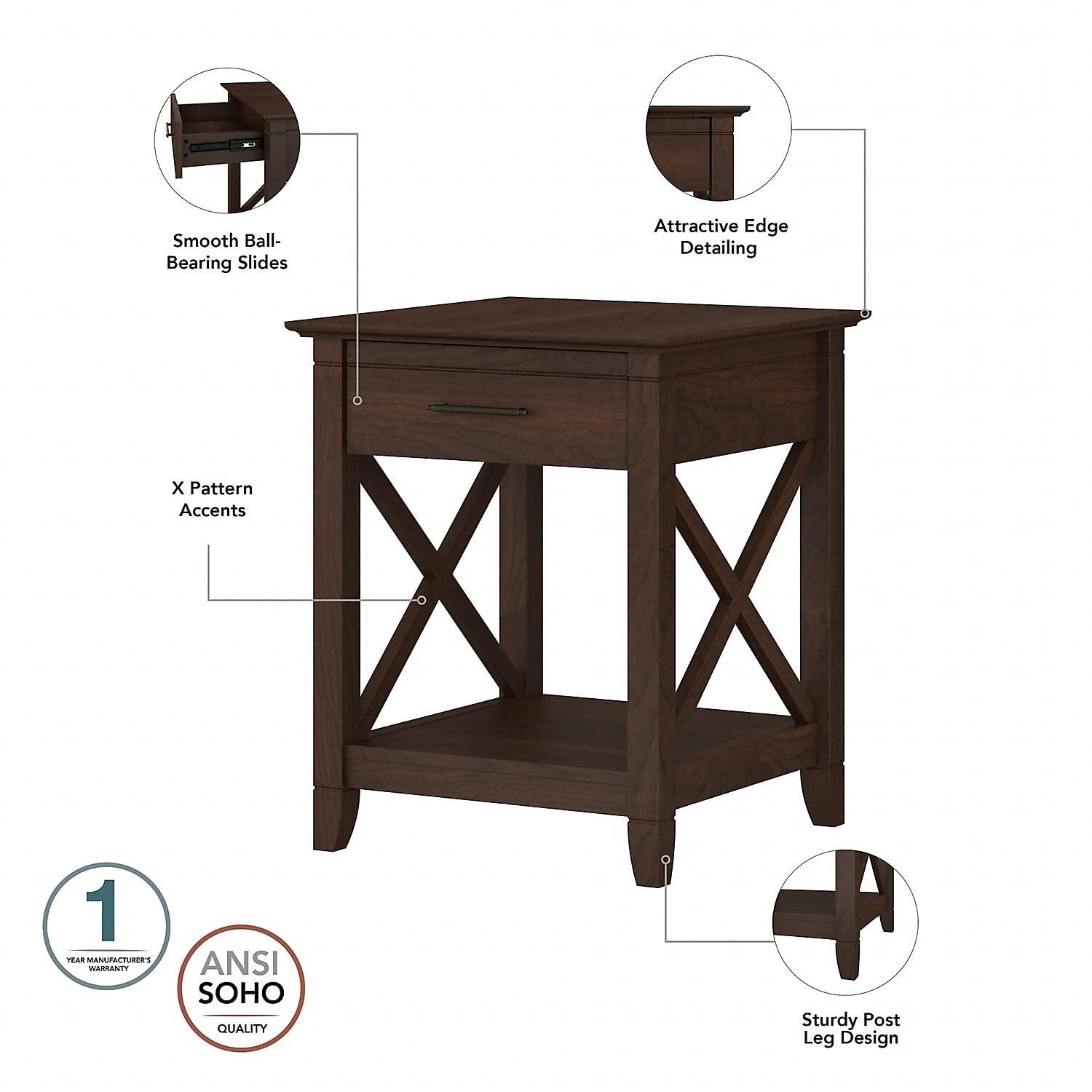 Key West Coffee Table with Set of 2 End Tables in Bing Cherry - Engineered Wood