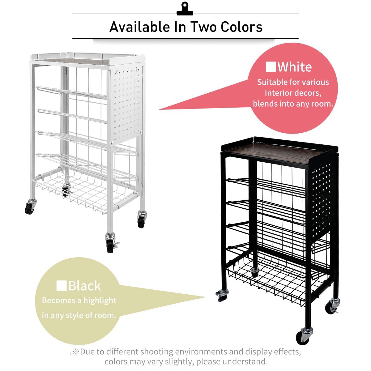 Lumizone Foldable Book Cart 6-Tier Large Capacity Bookshelf Single Sided V-Shaped Sloped Shelves With brake Wheels With PegBoard Slim Rolling Utility Cart Storage Rack, Home Shelves and Office(Black)