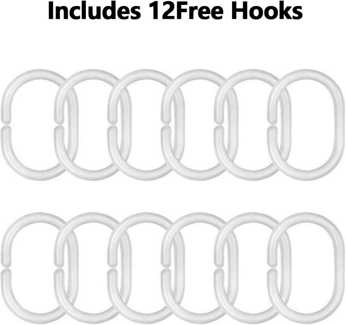 Black and White Fabric Shower Curtain for Bathroom with 12 Hooks, Nature Forest Tree Mountain Bath Shower Curtain Set for Hotel Home Men Women - 72 x 72 Inch