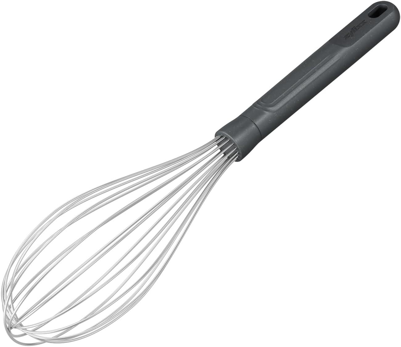 Large Beluga Grey Stainless Steel Balloon Whisk with Wheatstraw Handle