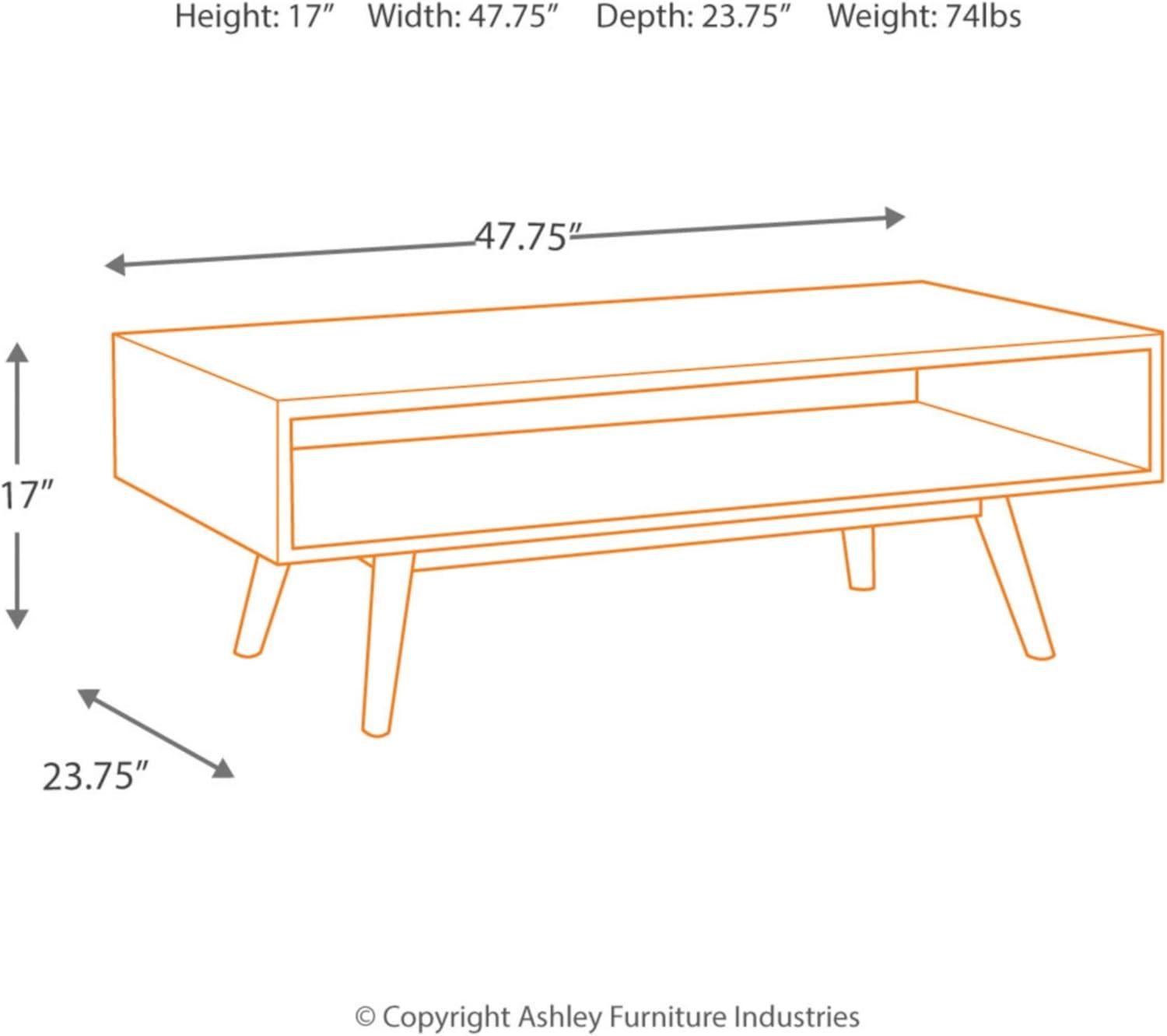 Cocktail Table Brown - Signature Design by Ashley: Mid-Century, Living Room, Open Shelf Storage