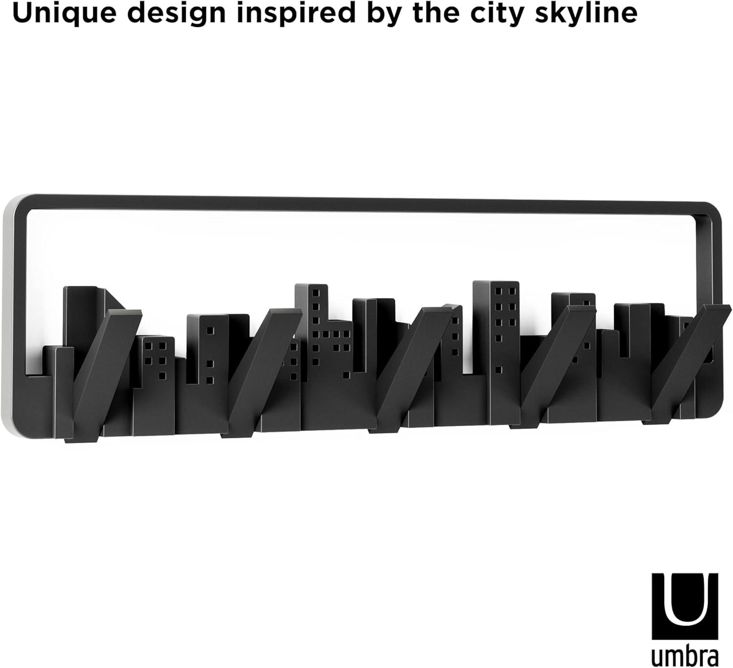 Umbra Skyline 5 Hook Modern Wall Mounted Coat Rack Black