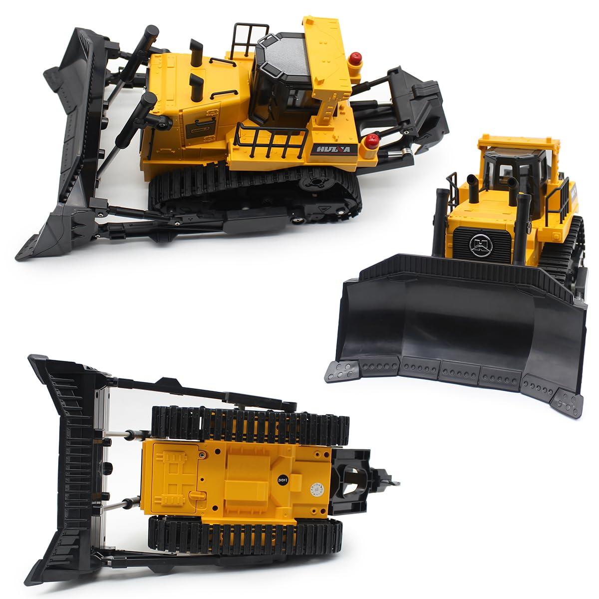 Fisca 1/16 Remote Control Bulldozer Toys for Kids, Children RC Dozer Front Loader Tractor Construction Vehicles