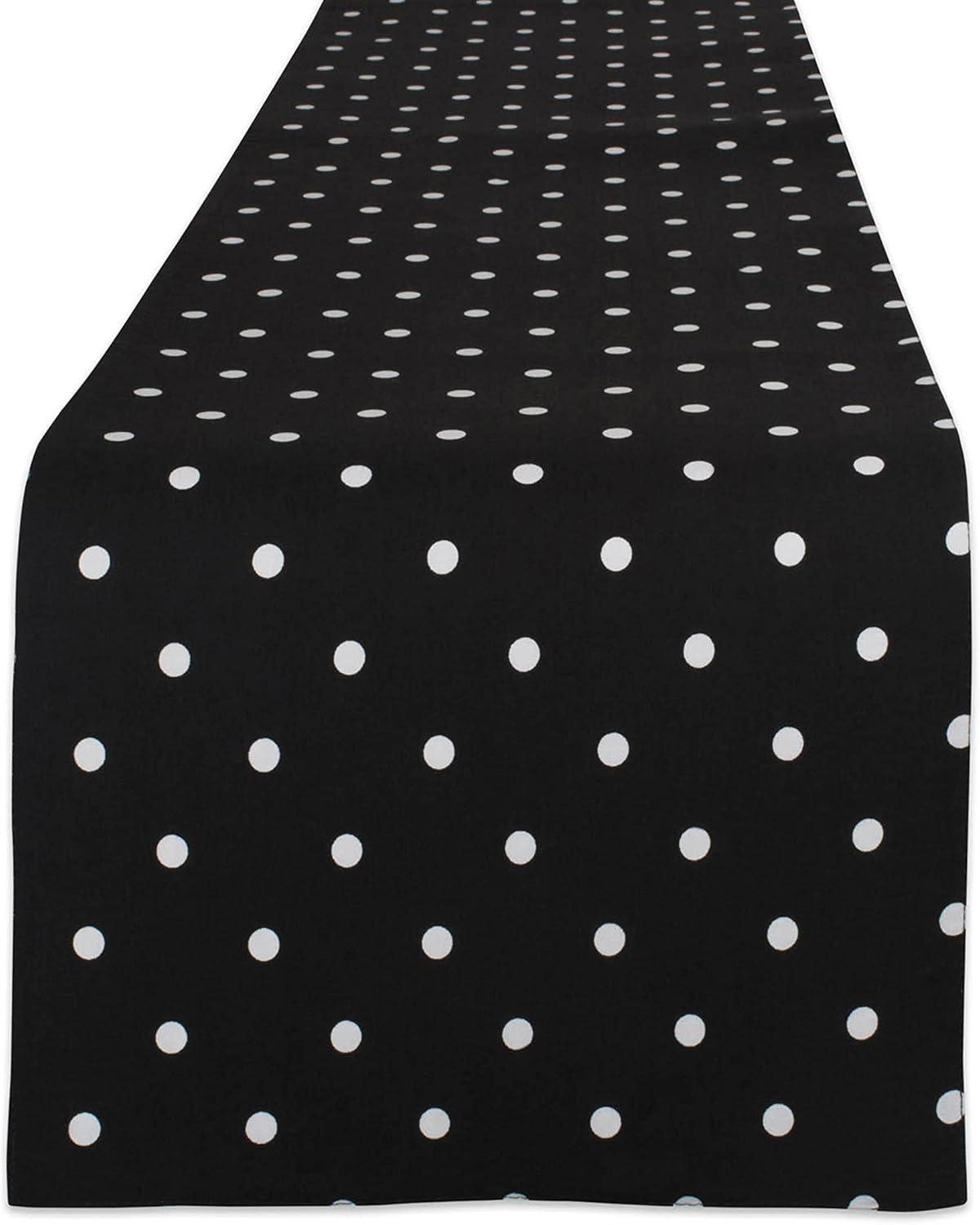 White/Black Reversible Polka Dot Table Runner 14x72