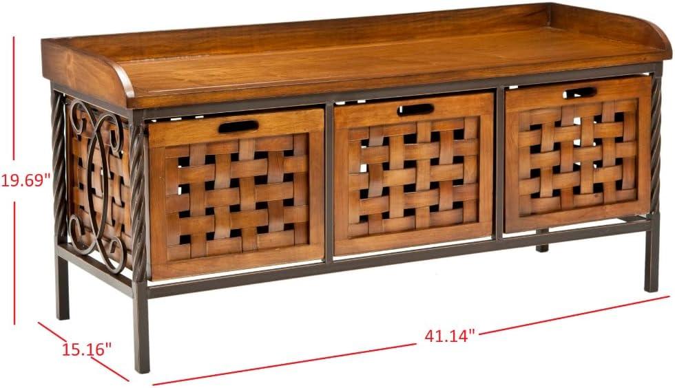 Isaac Storage Bench - Honey Oak - Safavieh