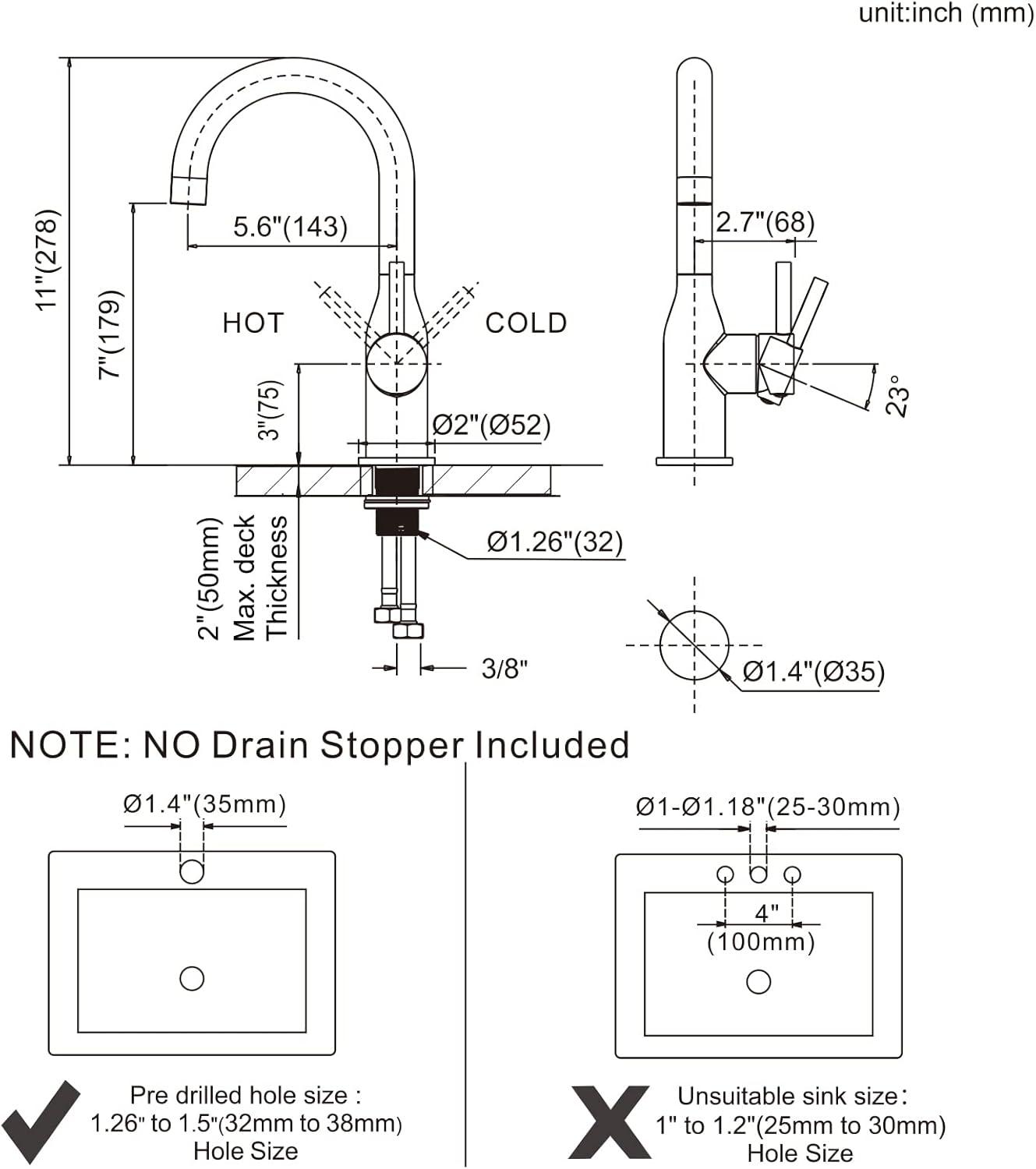 Brushed Gold Stainless Steel Single Handle Bar Faucet