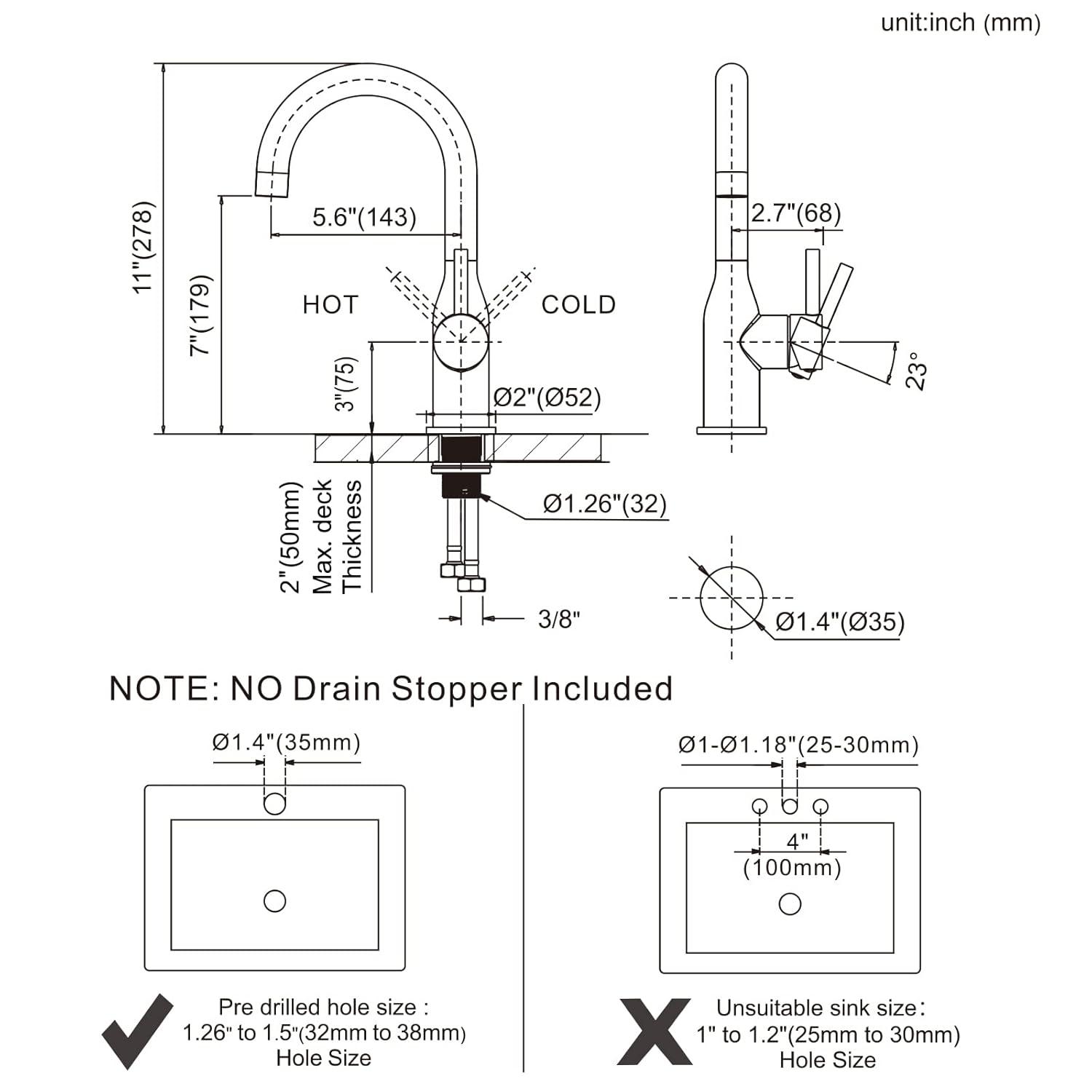 Single-Hole Single-handle Bathroom Faucet