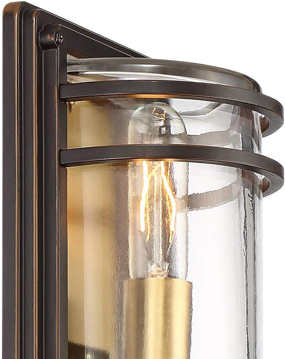 John Timberland Habitat Modern Outdoor Wall Light Fixture Bronze Warm Brass 16" Clear Glass for Post Exterior Barn Deck House Porch Yard Patio Home