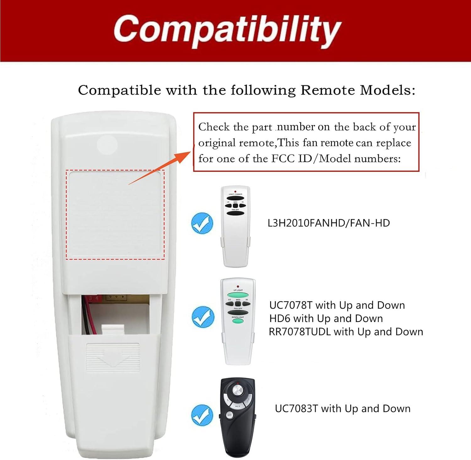 White Ceiling Fan Remote Control with Up/Down Light