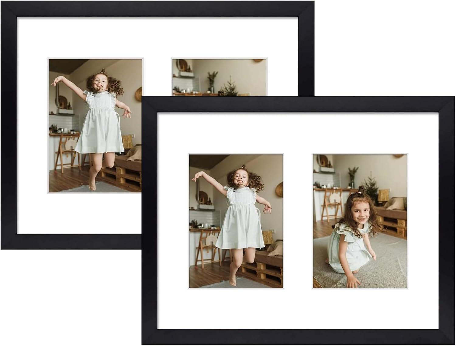 Black Wood Collage Frame with White Mat for 5x7 Photos