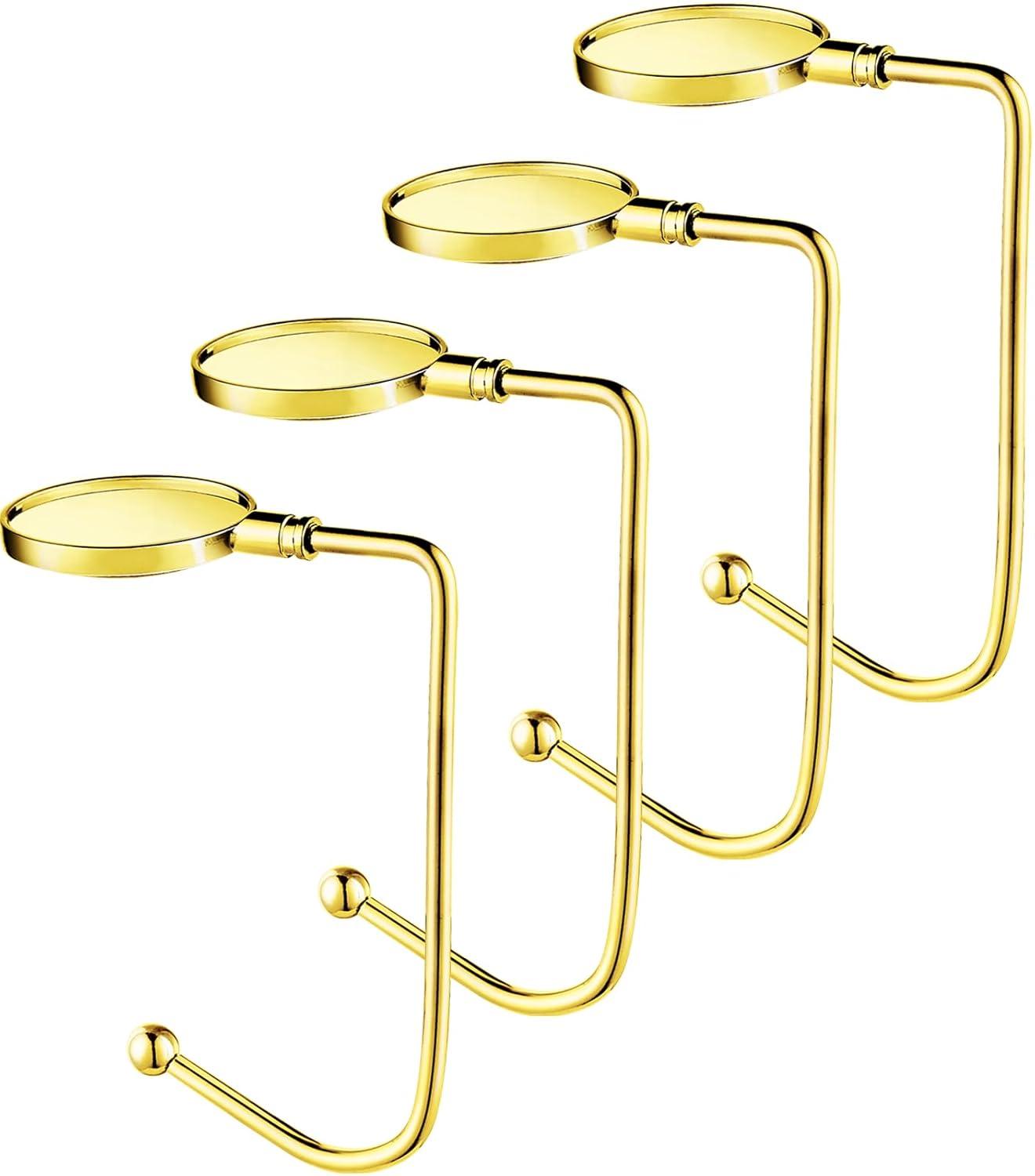4 Pcs Christmas Stocking Holders for Mantel Hooks Hanger Grip Non-Slip Safety Fireplace Hang Hook for Xmas Christmas Valentine Holiday Party Decoration (Gold)