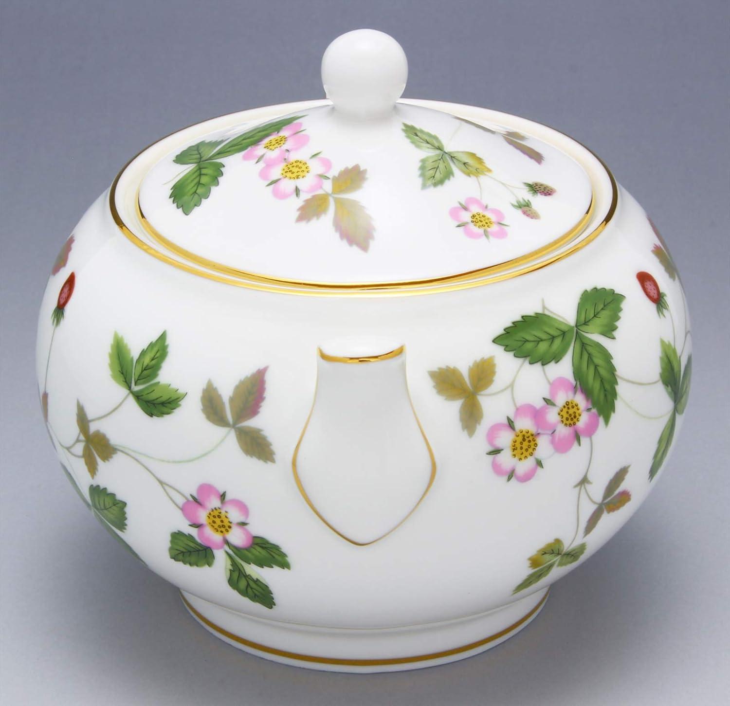 Wild Strawberry Floral Round Sugar Bowl with Gold Trim