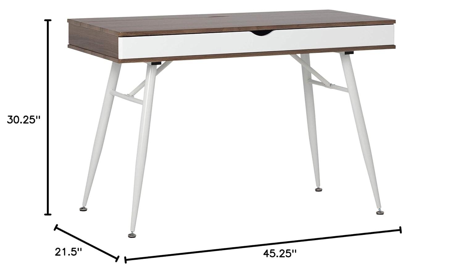 Alcove Writing Desk Chestnut - Calico Designs: Metal Frame, MDF Surface, Mid-Century Modern Style