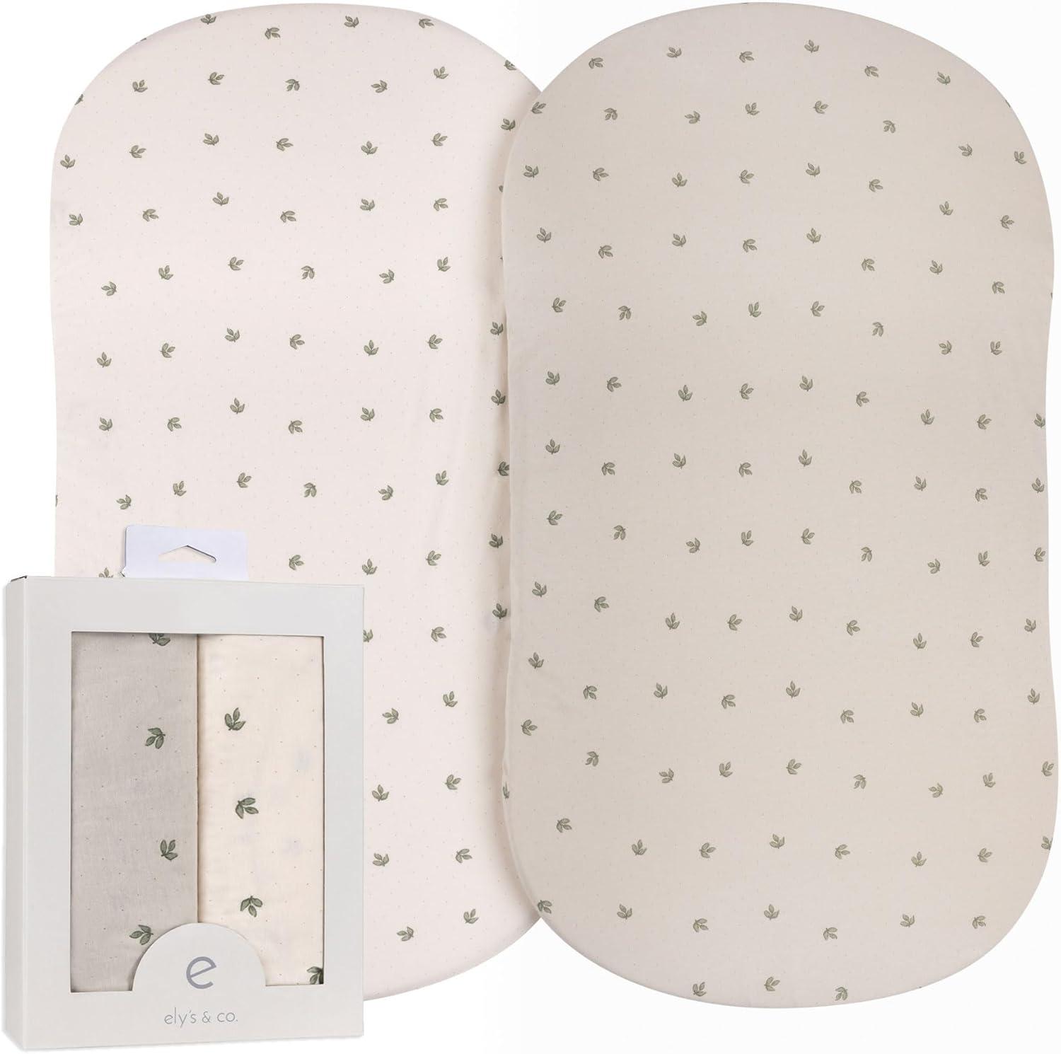 Ely's & Co. Baby Fitted Bassinet Sheet 100% Combed Jersey Cotton 2 Packs Gender Neutral