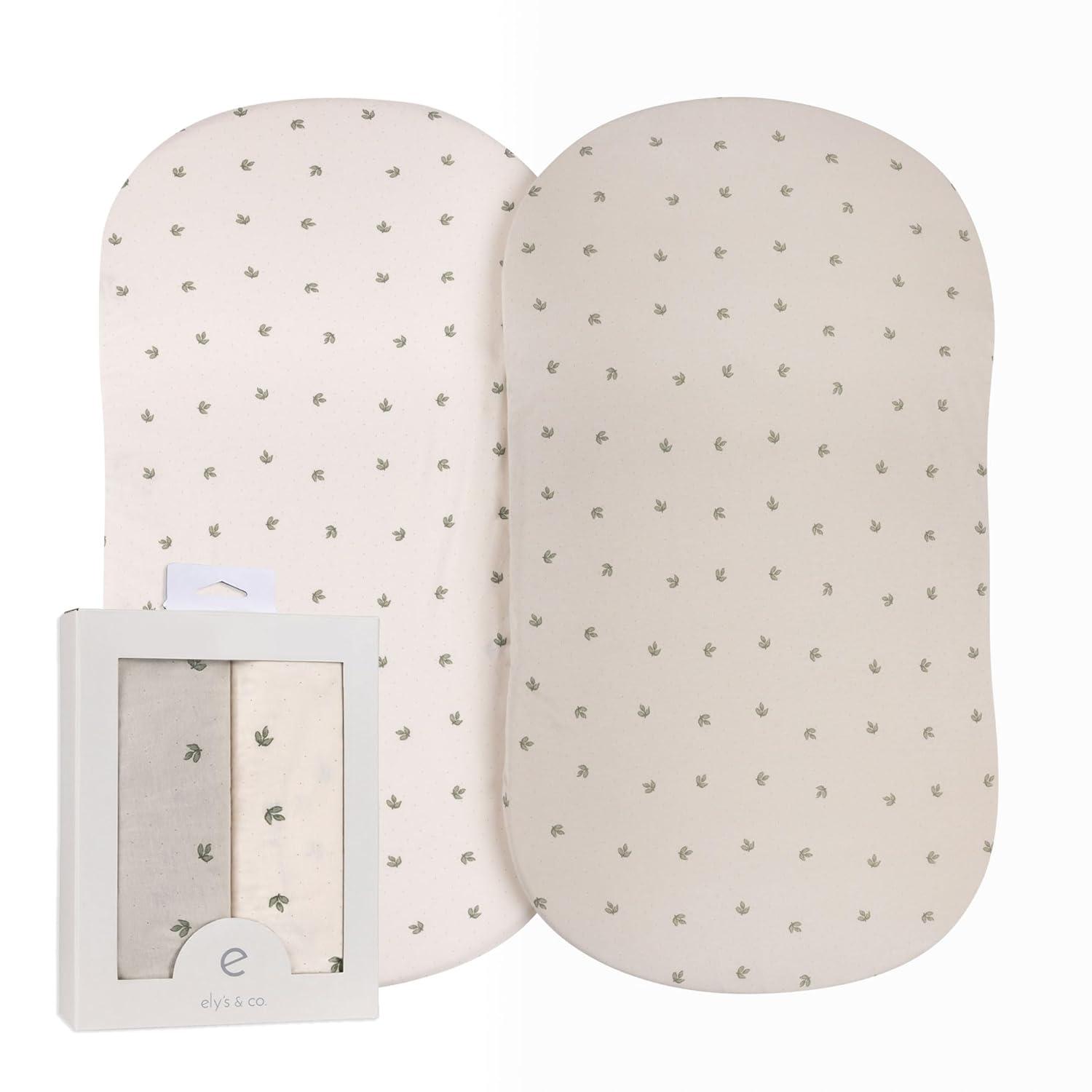 Ely's & Co. Baby Fitted Bassinet Sheet 100% Combed Jersey Cotton 2 Packs Gender Neutral