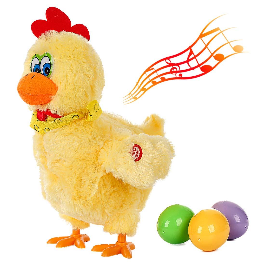 Easter Chicken Animal Toy Doll Laying Egg Electric Crazy Plush Chicken with Sound Music