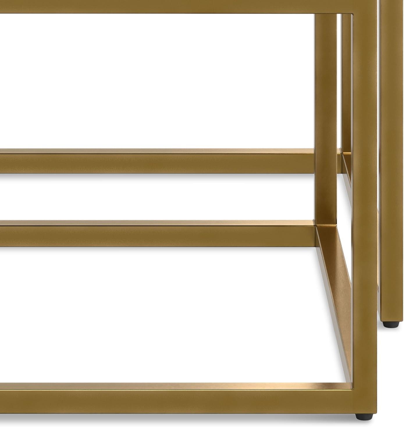 Macy Black and Gold Wood Metal Nesting End Tables, 20 Inch