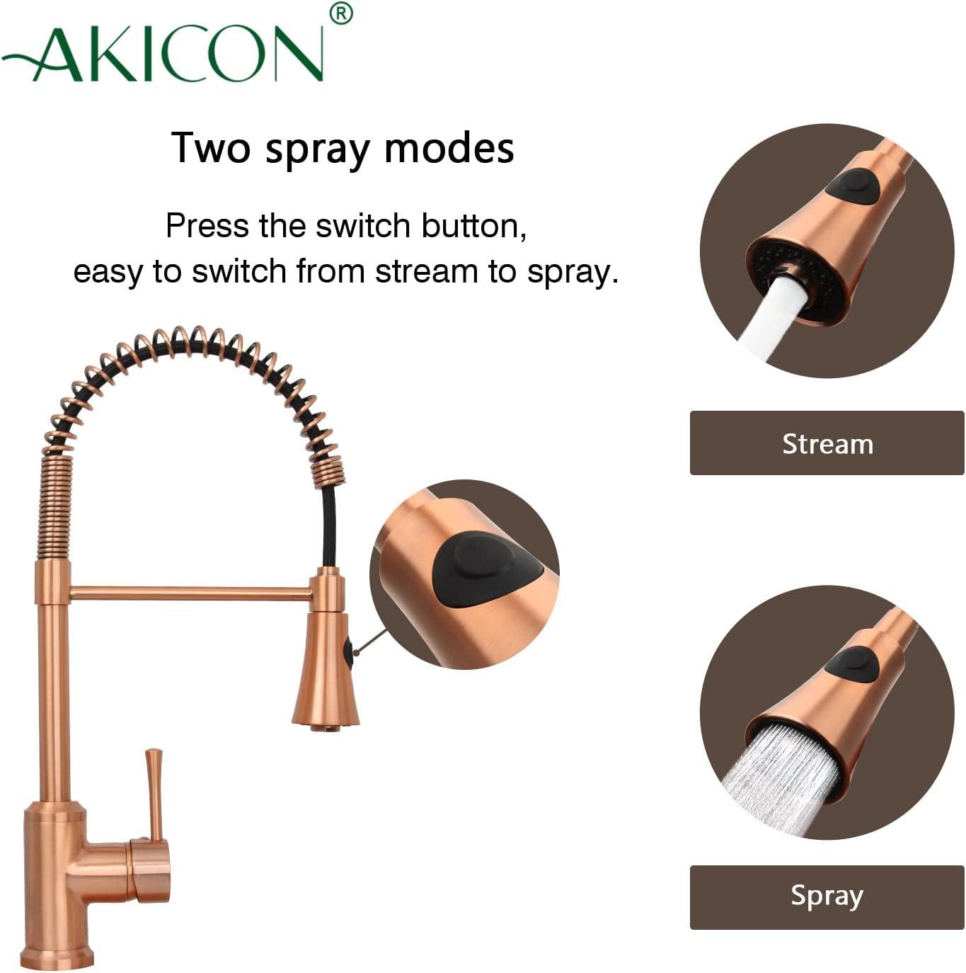 Copper Brushed Pull-Down Kitchen Faucet with Spray